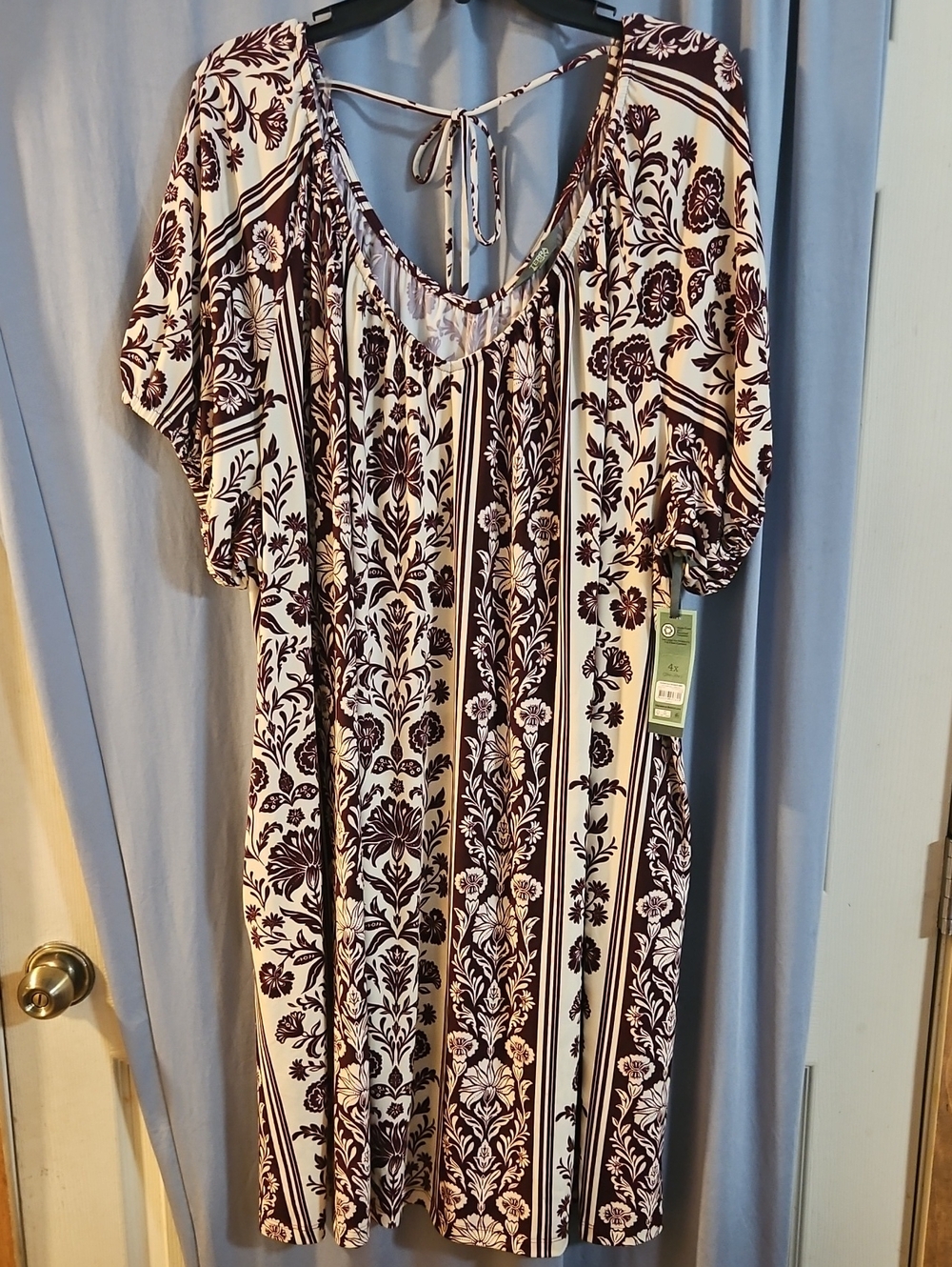 Terra & Sky Plus Printed Swing Mini Swing Dress: Tap Stripe Crimson: NWT: 4X